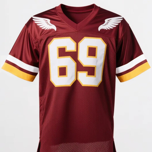 เสื้อฟุตบอลอเมริกันขายส่ง ผ้าโพลีเอสเตอร์ 100% ระบายอากาศได้ดี ชุดทีมสั่งทำได้ ยูนิเซ็กซ์ ไซส์ใหญ่ เสื้อกีฬาเปล่า แห้งเร็ว - Product Image 1