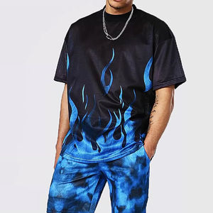 Ensemble de haute qualité pour hommes Streetwear survêtement décontracté hommes à manches courtes impression T-Shirt Shorts ensembles de 2 pièces - Product Image 3
