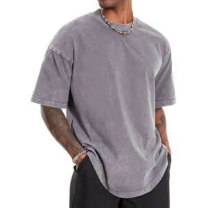 T-shirt en coton doux lavé vintage pour hommes, haut décontracté à col rond, style rétro, confortable, à porter au quotidien - Product Image 2