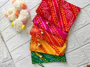 Bandhini potlis sacs pour faveur de mariage indien cadeau de retour indien sac à cordon en vrac Potlis pour Pooja retour cadeaux faveur - Product Image 4