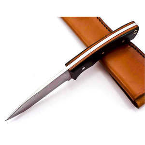 Cuchillo de supervivencia Full Tang Hoja pulida Agarre ergonómico, equipo para exteriores con Funda de cuero - Product Image 2