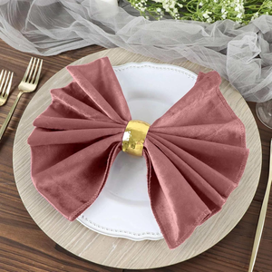 Servilleta DE MESA DE BODA Rosa polvoriento de lujo 20 ''* 20'' Servilletas de cena de terciopelo lavables suaves para Hotel - Product Image 4