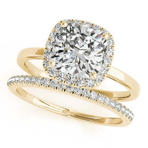 Ensemble de bijoux de mariée en or jaune 18 carats avec halo de diamants et zircon, tendance, 1,14 ct, pour les fêtes, les fiançailles, les cadeaux d'anniversaire - Product Image 1