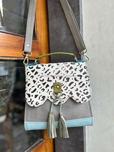 กระเป๋าถือหนังขนสัตว์พิมพ์ลายสัตว์ทำมือสำหรับผู้หญิงกระเป๋าสะพายไหล่สีสันสดใส - Product Image 4