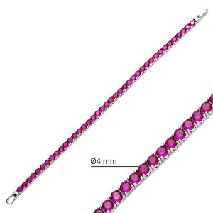 Rubí CZ 4 mm piedras redondas turco hecho a mano al por mayor 925 pulsera de tenis de plata esterlina para mujeres - Product Image 2