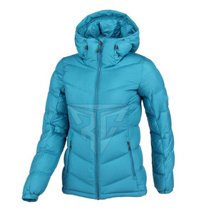 Veste matelassée pour femme de haute qualité, séchage rapide, respirante, en polyester tricoté, imperméable, hiver, fermeture éclair, à capuche, vente en gros - Product Image 1