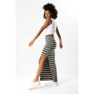 Empire Waist Vintage Style Slit Striped <b>Skirt</b> Casual Short (XS) Nonwoven Weaving <b>Silk</b> Spandex Material Print Decoration for - Product Image 2