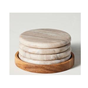 Sous-verres en marbre de qualité supérieure faits à la main accessoire de verres en pierre ronde durable élégant Table basse de salle à manger Option cadeau moderne - Product Image 1