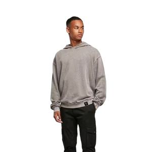 Sweat à capuche unisexe en polaire imprimée épaisse avec logo personnalisé Baggy en vrac Construisez votre marque Sweat à capuche gris surdimensionné lavé à l'acide avec motif 3D - Product Image 1