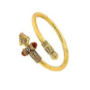 Rudraksha Shiv Om Trishul Damroo Kada for Men | Lord Shiva Bahubali Cuff Bracelet for Men Wearing Jewelry