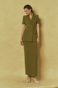 ODM Services Made Vietnam Dames Élégant Style Décontracté Olive Grace Colonne Jupe Élégante Jupe Crayon Volants Empire pour le Printemps - Product Image 2