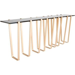 โต๊ะคอนโซลสีโรสโกลด์ทันสมัยพร้อมแถบโลหะซิกแซกทรงสี่เหลี่ยมผืนผ้าสำหรับบ้านสำนักงานห้องนอนห้องนั่งเล่นเฟอร์นิเจอร์ - Product Image 1