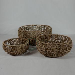 Best Selling Eco-friendly Handcrafted <b>Wicker</b> <b>Storage</b> <b>Baskets</b> Seagrass Set of 3 <b>Basket</b> <b>Storage</b> Wholesaler Made in Vietnam - Product Image 1