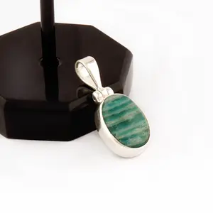 Beautiful amazonite top quality gemstone pendant 925 sterling silver antique pendant fashionable woman jewelry gift for her