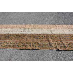 Alfombra de lana de retazos verde marrón clásica de área grande 3,1X8,8 pies diseño Aubusson turco para sala de estar o pasillo con respaldo de látex - Product Image 3