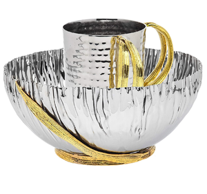 Taza y cuenco de lavado de acero inoxidable de alta calidad para manualidades clásicas, vaso y cuenco de lavado de acero de diseñador de flores martilladas - Product Image 3