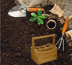 Handcrafted Bamboo <b>Wooden</b> <b>Garden</b> Tool Caddy with Handle and Multiple Compartments from Vietnam - Product Image 4