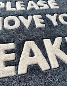 Paillasson « Retirez vos baskets » |   Tapis d'accueil moderne gris et noir |   Tapis d'entrée antidérapant - Product Image 4