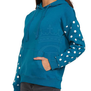 Servicio de OEM logotipo personalizado impresión invierno mujeres sudaderas con capucha logotipo frontal contraste de Color 100% algodón Streetwear al por mayor - Product Image 3