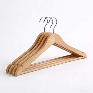 Cintres écologiques et durables en bois d'eucalyptus avec <span class=keywords><strong>barre</strong></span> antidérapante pour pantalons, idéaux pour le rangement des vêtements en magasin et dans le placard. - Product Image 2