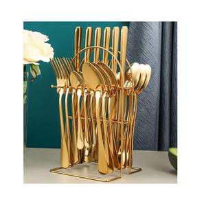 Ustensiles de cuisine de luxe couverts vaisselle faits à la main en acier inoxydable plaqué or ensemble de 3 pièces - Product Image 4