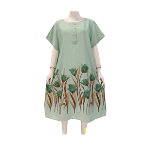 Haute qualité rayonne femmes grande taille élégant motif fleuri vêtements de nuit doux taille élastique tenue quotidienne pour l'été prix de gros - Product Image 5