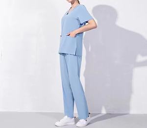 <b>Summer</b> Light Silk Soft Women's Salon Lab Dental Medical Clothes Custom Nursing Scrub Uniform Set for Hospital Nurse Uniform - Product Image 3