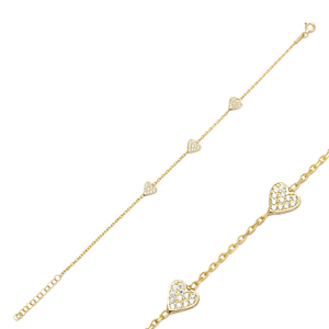 Heart Clear Zircon Stone <b>Charm</b> Woman Bracelet Turkish Handmade Wholesale 925 Sterling Silver Jewelry - Product Image 1