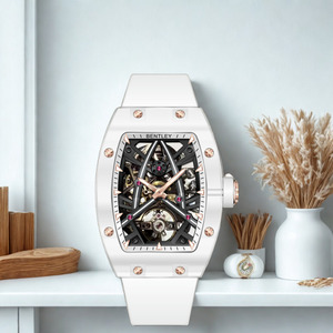 Reloj mecánico automático de lujo Diseño de doble esqueleto Forma de tonel Esfera de cristal Pantalla analógica Resistente al agua de alta calidad - Product Image 5