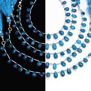 Venta al por mayor Natural neón azul apatita facetada forma de pera 6 pulgadas 7x5 a 9x5 MM hilo de piedras preciosas utilizado en la fabricación de collar de joyería - Product Image 2