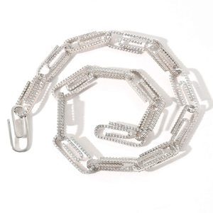 Bijoux fantaisie Hip Hop, chaîne à clips en papier, chaîne polyvalente de style INS, design géométrique, chaîne cubaine en moissanite pour hommes et femmes - Product Image 2