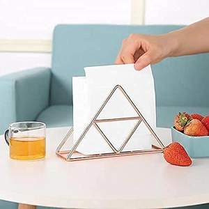 Servilletero de alambre triangular dorado de alta calidad, caja de pañuelos de Metal para cocina, altura de 4,33 pulgadas - Product Image 2