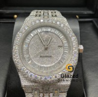 Montre-bracelet mécanique pour homme, entièrement sertie de diamants Moissanite, boîtier en acier inoxydable, cadran analogique en verre, luxe, édition limitée