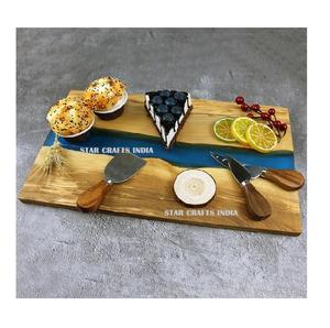 Haute qualité noël nouvel an cadeaux nouveauté 2024 Rectangle conception chaude résine et bois d'acacia hacher servant planche à découper - Product Image 5