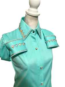 Chemise équestre élégante en verre 100%, confortable et extensible, taffetas, spandex durable, conception de spectacle occidental pour cheval - Product Image 2