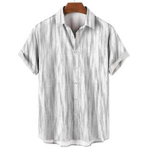 Chemise à manches courtes imprimée irrégulière à rayures pour hommes avec un design minimaliste décontracté Polo chemise d'été mode de rue chemise pour hommes - Product Image 3