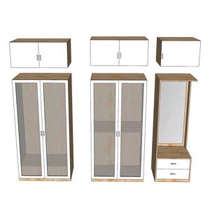 Système de garde-robe au design minimaliste 240x55x220cm avec portes vitrées en bois d'hévéa, autoportant, pliable, idéal pour appartement - TQA68048 - Product Image 4