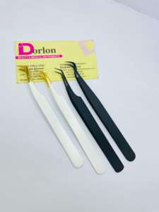 Pince à épiler d'extension de cils au plasma noir à revêtement de couleur avec logo personnalisé Crochet de volume en acier durable Tweakaser de cils - Product Image 5