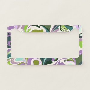 Marco para matrícula con diseño de mármol abstracto en morado y verde - Product Image 1