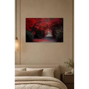 Impression sur toile Fida Red-Leaved Misty Forest Path - Product Image 3