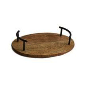 Ensemble de 2 plateaux de service ronds en bois avec poignées, vente en gros, plateau de service rond en bois imprimé personnalisé avec poignée - Product Image 6