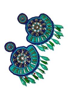 Pendientes bordados de diseñador para mujer, hechos a mano, venta al por mayor, joyería de cuentas de semillas multicolor, costura de moda multicolor - Product Image 5