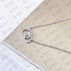 1.00 TCW rond Briliiant coupe breloque Moissanite collier pour femmes/Minimal délicat diamant anniversaire cadeau pendentif collier - Product Image 2