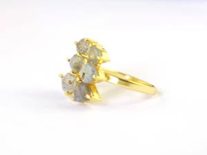 Bague en pierre de labradorite naturelle faite à la main, plaquée or 14 carats, laiton, bague ajustable pour femmes - Product Image 2