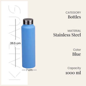 Bouteille isotherme en acier inoxydable bleue avec paille pour voyage, gourde isolante pour boissons froides, couvercle à motif avec poignée, option cadeau - Product Image 2