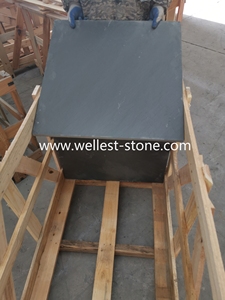 Revestimiento de piedra natural para suelos de losa de piedra, suelo de baldosas de roca de pizarra negra <span class=keywords><strong>24x24</strong></span> - Product Image 2