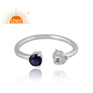 แหวนอความารีนและอัญมณี iolite 925อัญมณีปรับได้เป็นของขวัญสำหรับผู้หญิงดีไซน์ล่าสุด - Product Image 4