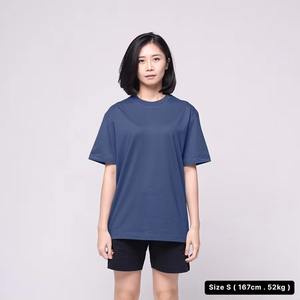 เสื้อยืดปรับแต่งทรงโอเวอร์ไซส์เสื้อเชิ้ตลำลองสีฟ้ามีสไตล์ผ้าฝ้ายนุ่มผ่อนคลายแฟชั่นใส่ได้ทั้งชายและหญิงลุคที่ใช้งานง่าย - Product Image 3