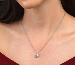 Belle entièrement blanche poire goutte Halo Moissanite diamant pendentif avec collier bijoux personnalisés excellente coupe meilleur cadeau pour elle - Product Image 2