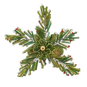 Rond de serviette design pin vert verre perlé et fer pour décoration de table mariage et fêtes - Product Image 6